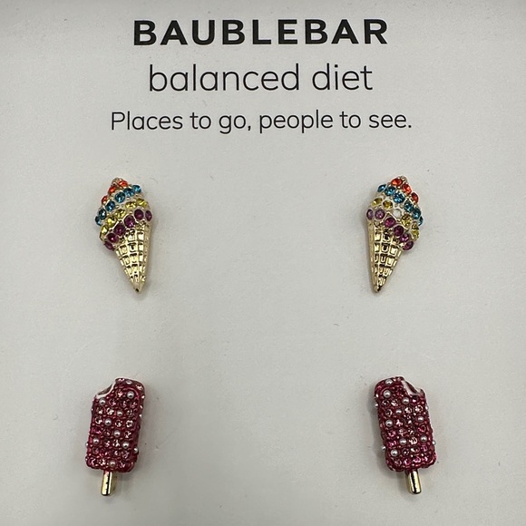 BaubleBar Jewelry - BaubleBar Gold and Red Ice Cream Earrings Set